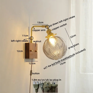 Celako™ Cuvira Wall Light | Glass Copper Bedroom Lighting