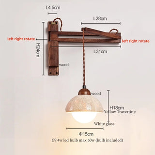 Celako™ Pietroso Wall Light | Wood Stone Contemporary Bedroom Lighting