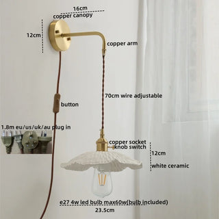 Celako™ Cerelle Wall Light | Ceramic Copper Bedroom Lighting