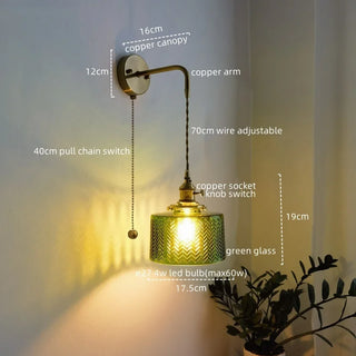 Celako™ Vitrume Wall Light | Copper Glass Bedroom Lighting