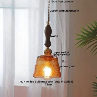 Celako™ Embera Pendant Light | Amber Glass Bedroom Lighting