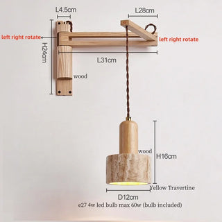 Celako™ Pietroso Wall Light | Wood Stone Contemporary Bedroom Lighting