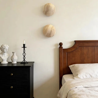 Celako™ Orolith Wall Light | Travertine Bedside Lighting
