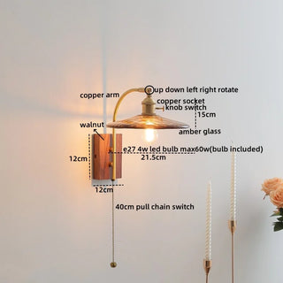 Celako™ Aurumora Wall Light | Amber Glass Bedroom Lighting