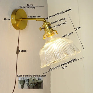 Celako™ Aurumis Wall Light | Copper Glass Bedroom Lighting