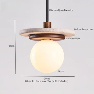 Suspension Auriolith Celako™ | Luminaire de chambre en travertin jaune