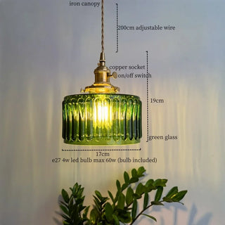 Celako™ Vitrovia Pendant Light | Green Glass Bedroom Lighting