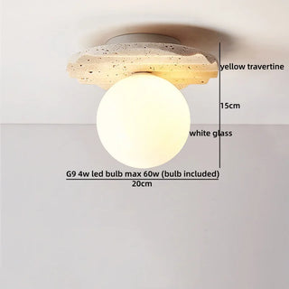 Celako™ Umbrena Ceiling Light | Black Travertine Mid Century Modern Bedroom Lighting
