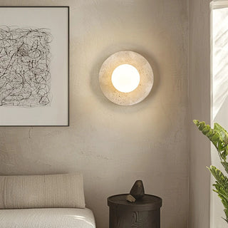 Celako™ Rotunda Wall Light | Yellow Travertine Glass Bedroom Lighting