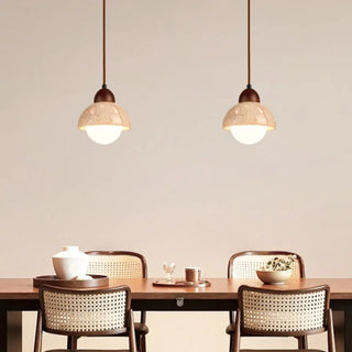 Celako™ Lumitrene Pendant Light | Yellow Travertine Glass Bedroom Lighting