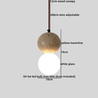 Celako™ Terralux Pendant Light | Yellow Travertine Wabi Sabi Bedroom Lighting