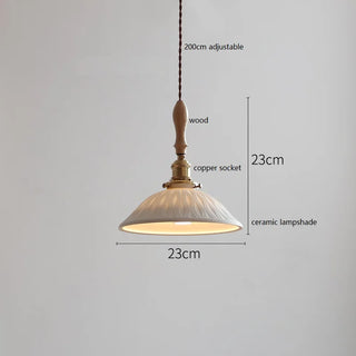 IWHD Butterfly Ceramic LED Pendant Lamp Beside Wooden Handle Copper Socket Home Decor Bedroom Dining Lving Room Light Hanglamp
