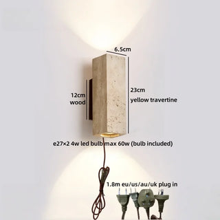 Celako™ Ishido Wall Light | Yellow Travertine Living Room Lighting
