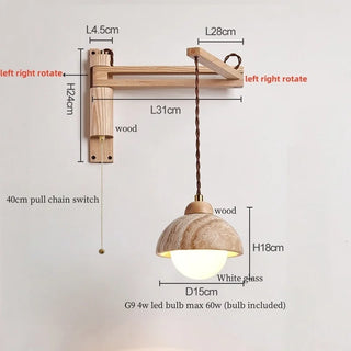 Celako™ Pietroso Wall Light | Wood Stone Contemporary Bedroom Lighting