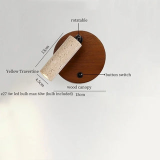 Celako™ Sienzo Wall Light | Yellow Travertine Wood Bedroom Lighting