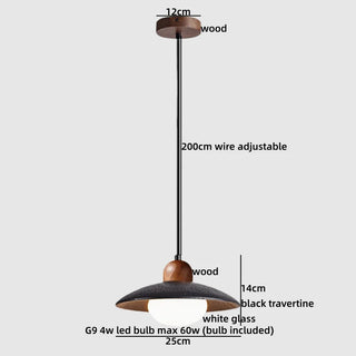 Celako™ Lunite Pendant Light | Black Travertine Kitchen Island Lighting