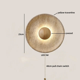 Celako™ Sabiru Wall Light | Yellow Travertine Stone Bedroom Lighting