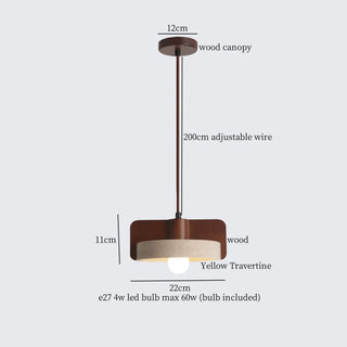 Celako™ Calcaria Pendant Light | Wood Yellow Travertine Bedroom Lighting