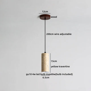 Celako™ Tiverti Pendant Light | Yellow Travertine Bedroom Lighting