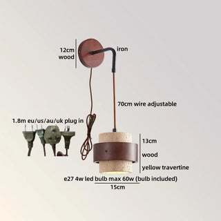 Celako™ Travine Wall Light | Travertine Bedroom Lighting