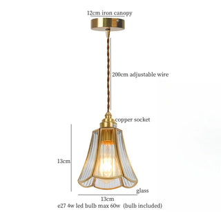 Celako™ Rigato Pendant Light | Glass Copper Dining Room Lighting