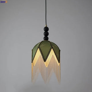 Celako™ Tessora Pendant Light | Green Tassel Cloth Dining Room Lighting