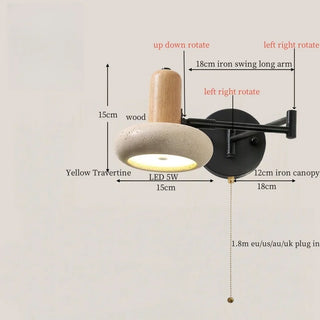 Applique murale Celako™ Terrevalo | Luminaire de salon en travertin jaune