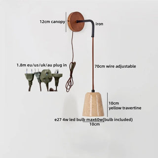 Celako™ Travara Wall Light | Travertine Bedside Lighting