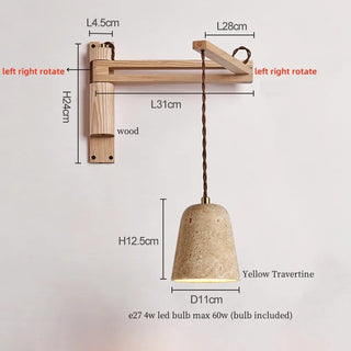 Celako™ Pietroso Wall Light | Wood Stone Contemporary Bedroom Lighting