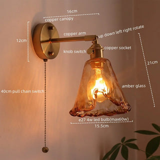 Celako™ Ambreo Wall Light | Amber Glass Bedroom Lighting