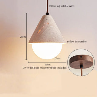 Celako™ Lithoro Pendant Light | Yellow Travertine Bedroom Lighting