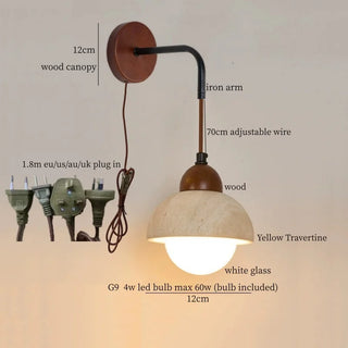 Celako™ Calterra Wall Light | Yellow Travertine Bedroom Lighting