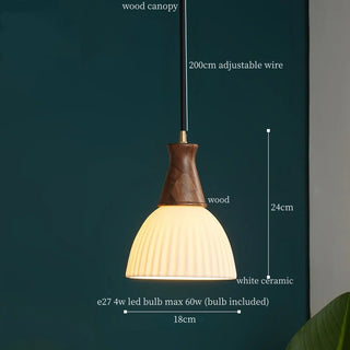 Celako™ Albisque Pendant Light | White Ceramic Bedroom Lighting