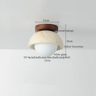 Celako™ Citrina Ceiling Light | Yellow Travertine Japan Wabi Sabi