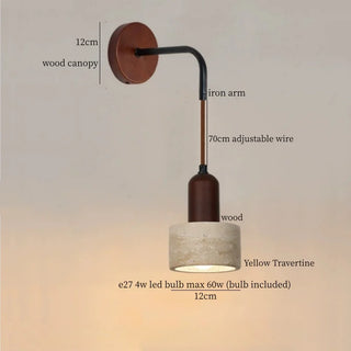 Celako™ Calterra Wall Light | Yellow Travertine Bedroom Lighting
