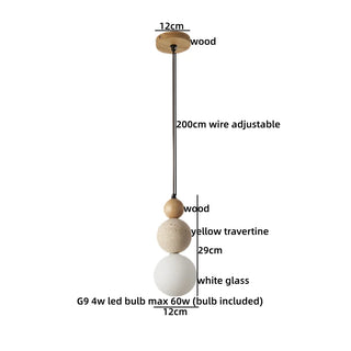 Celako™ Trevara Pendant Light | Yellow Travertine Japanese/Wabi Sabi