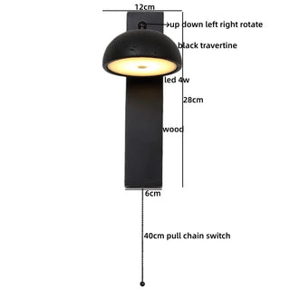 Celako™ Sabure Wall Light | Black Travertine Japan Style Living Room Lighting