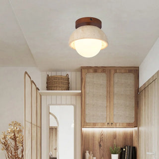 Plafonnier Celako™ Lumivertine | Suspension îlot de cuisine en travertin jaune