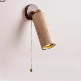 Celako™ Auravine Wall Light | Yellow Travertine Stone Bedroom Lighting