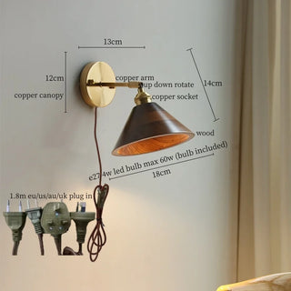 Celako™ Umberine Wall Light | Copper Wood Japan Wabi Sabi Living Room Lighting