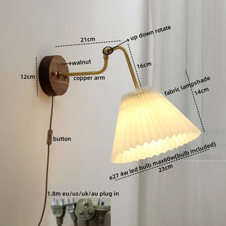 Celako™ Copera Wall Light | Copper Fabric Bedroom Lighting