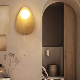 Applique murale Celako™ Vitratine | Éclairage de salon en pierre de travertin jaune
