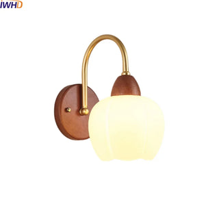 Celako™ Opaloak Wall Light | Wood Glass Modern Bedroom Lighting