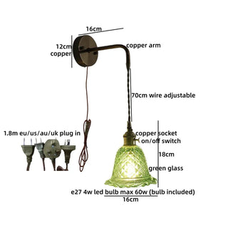 Celako™ Peridot Wall Light | Green Glass Bedroom Lighting