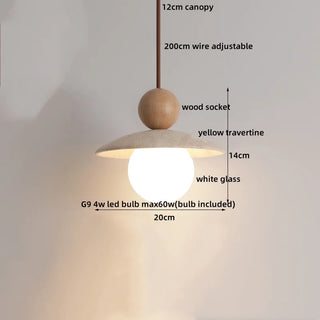 Celako™ Aurimar Pendant Light | Yellow Travertine Stone Bedroom Lighting