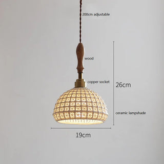 IWHD Butterfly Ceramic LED Pendant Lamp Beside Wooden Handle Copper Socket Home Decor Bedroom Dining Lving Room Light Hanglamp