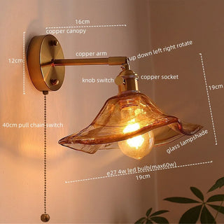 Celako™ Cuvara Wall Light | Glass Copper Bedroom Lighting
