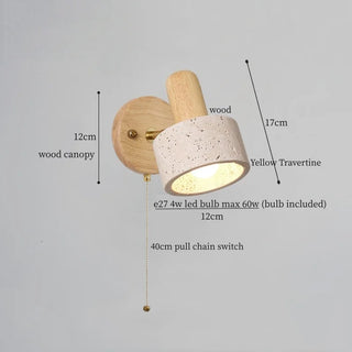Celako™ Grotta Wall Light | Yellow Travertine Bedroom Lighting