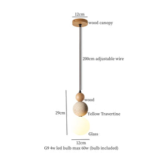 Suspension Auriolith Celako™ | Luminaire de chambre en travertin jaune