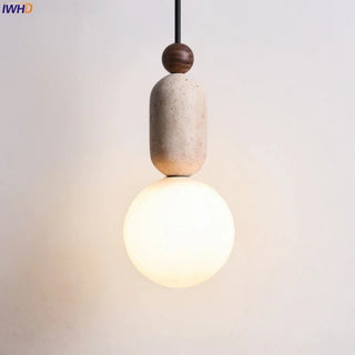 Celako™ Porosus Pendant Light | Stone Yellow Travertine Bedroom Lighting